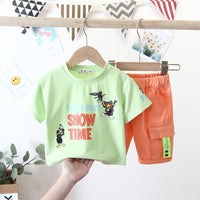 2pcs Cute Rabbit Print T-shirt and Pants - PrettyKid