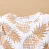 Baby Girl Solid Cartoon Pineapple Print Short Sleeve Mesh Stitched Romper Dress - PrettyKid