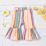 Toddler Girl Colorful Striped Flared Pants - PrettyKid