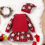 Checked Christmas Dress With Hats For Baby Girls Wholesale - PrettyKid