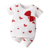 0-18M Baby Love Heart Bow Shorts-Sleeve Jumpsuit Wholesale Baby Clothing - PrettyKid