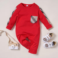 High Quality Cotton Casual Plaid Color-block Long-sleeve Jumpsuit for Baby Children's clothing wholesale - PrettyKid