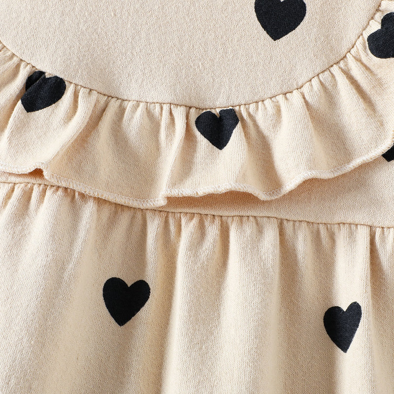 Wholesale Kids Girls Heart Pattern Long Sleeve Dress in Bulk - PrettyKid