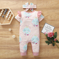 Baby Girl 2pcs Floral Pattern Jumpsuit & Headhand - PrettyKid