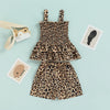 18months-6years Girls Shorts Set Crinkled Sleeveless Sling Leopard Shorts Wholesale Toddler Clothing - PrettyKid