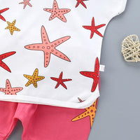 2pcs Cute Pentagram Print T-shirt and Pants - PrettyKid