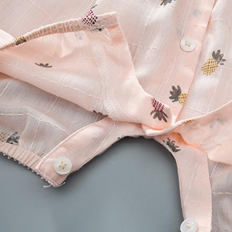Sweet Pineapple Printed Bowknot Short-sleeve Jumpsuit Children's clothing wholesale - PrettyKid