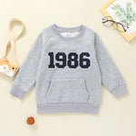 1986 Pattern Round Neck Pocket Wholesale Toddler Sweatshirts - PrettyKid