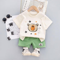 Baby Boy Bear Print T-Shirt And Shorts Baby Boy Shorts Set - PrettyKid