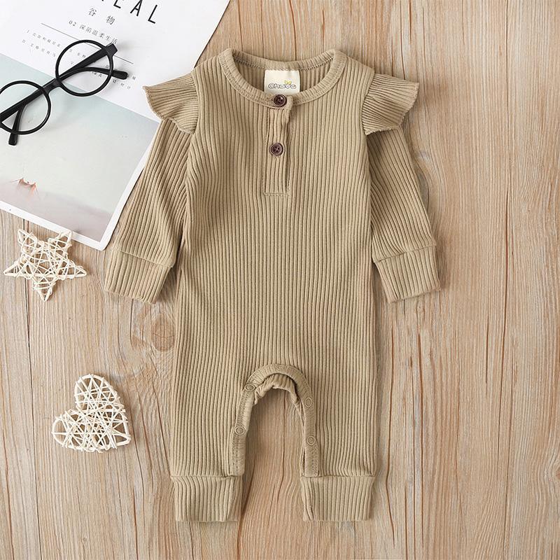 New Born Girl Ruffle Ribbed Jumpsuit - PrettyKid