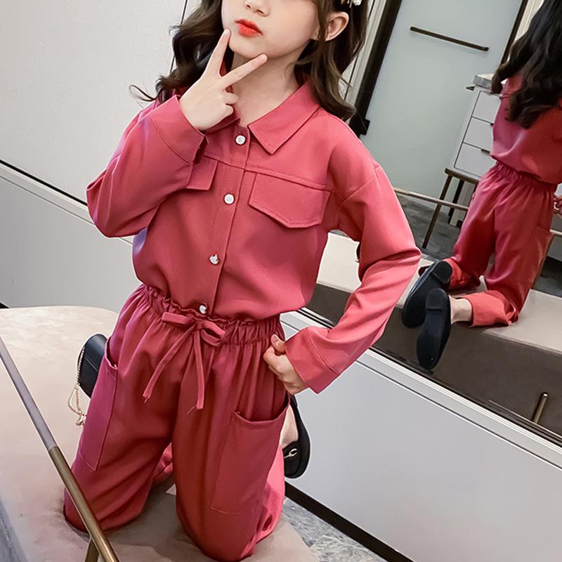 2-piece Solid Casual Blouse & Pants for Girl - PrettyKid