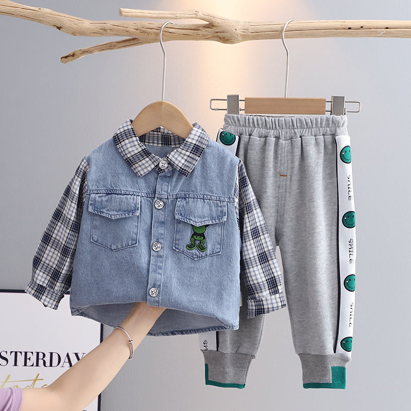 9M-4Y Toddler Boys Outfits Sets Lapel Denim Jackets & Pants Wholesale Girls Fashion Clothes - PrettyKid