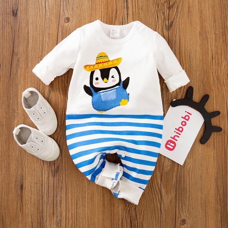 Cartoon Penguin Stripe Jumpsuit for Baby Wholesale children's clothing - PrettyKid