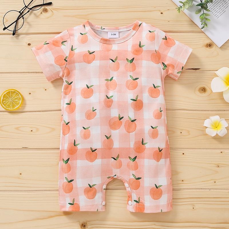 Baby Girl Peach Print Jumpsuit - PrettyKid