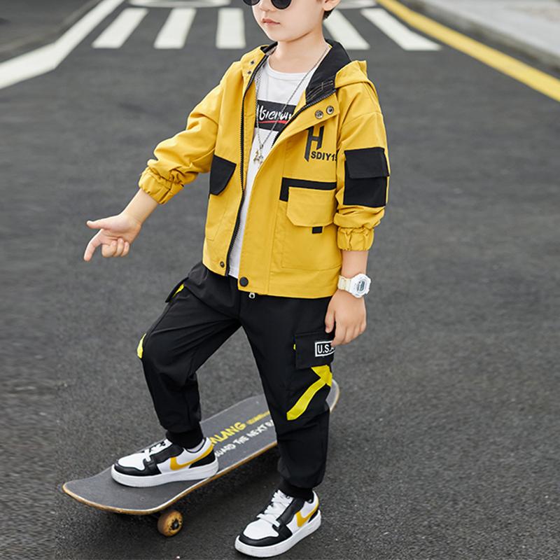 2-piece Color-block Pocket Design Coat & Pants for Boy - PrettyKid