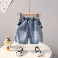 Grow Boy Smiley Pattern T-shirt & Denim Shorts - PrettyKid