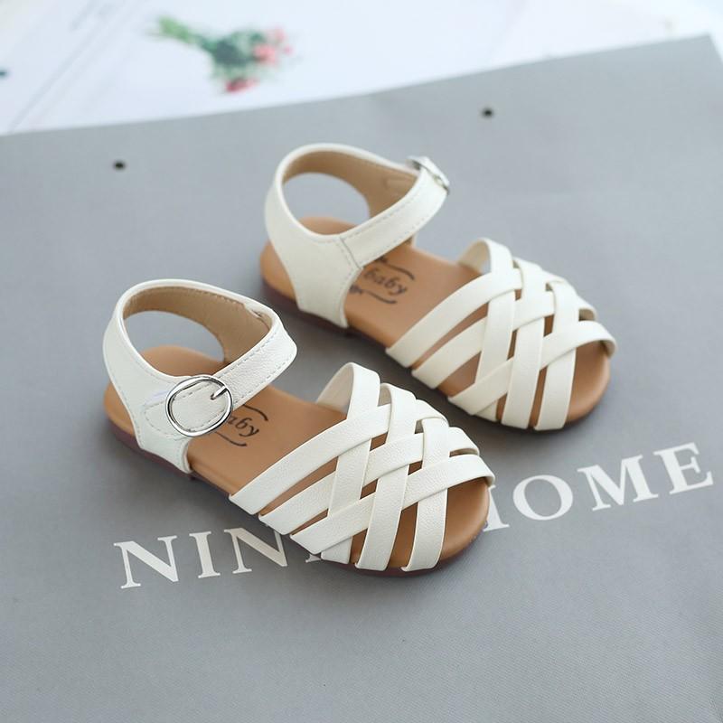 dropship kids clothing toddle girls shoes Sandals Velcro weave Sandals Wholesale - PrettyKid