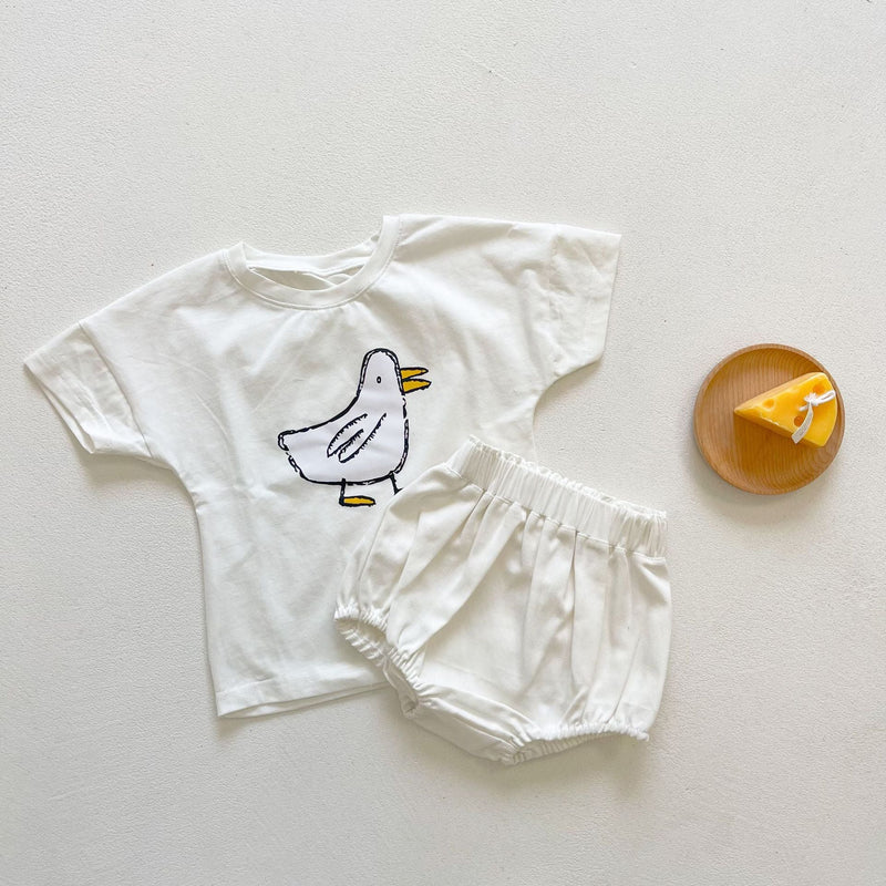 3-24M Boys And Girls Graffiti Cartoon Short Sleeve T-Shirts Plain Shorts Baby Clothes Set Wholesale Baby Clothes - PrettyKid