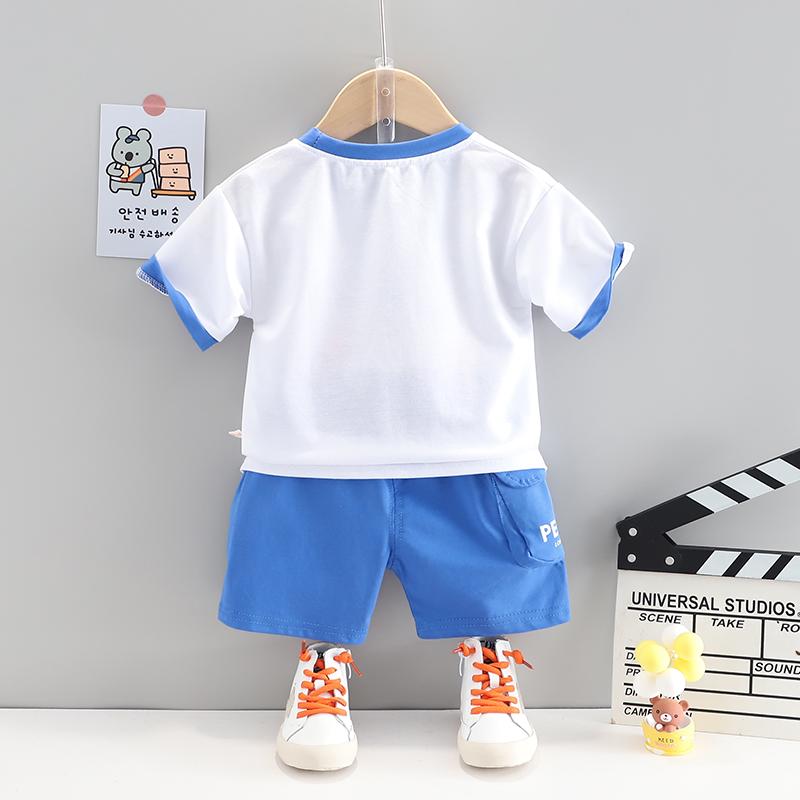 Toddler Boy Superman Pattern Shirt T-shirt & Shorts Wholesale Children's Clothing - PrettyKid