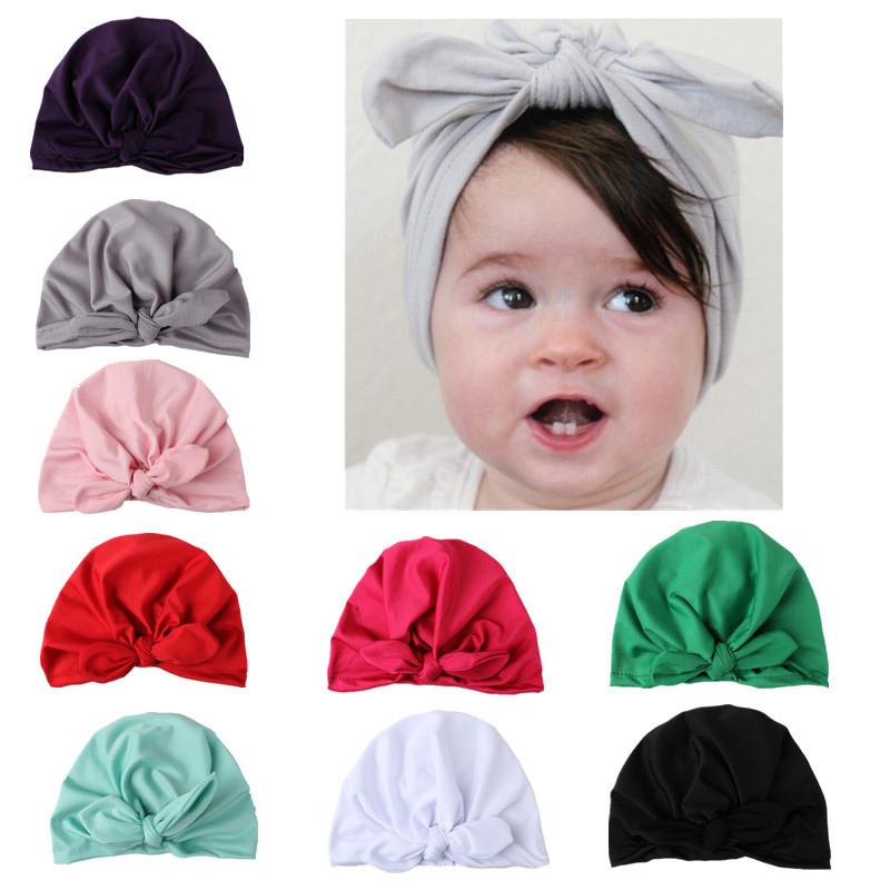 Solid Baby Turban with Bow Basin Children Woolen Hat Children's Clothing - PrettyKid