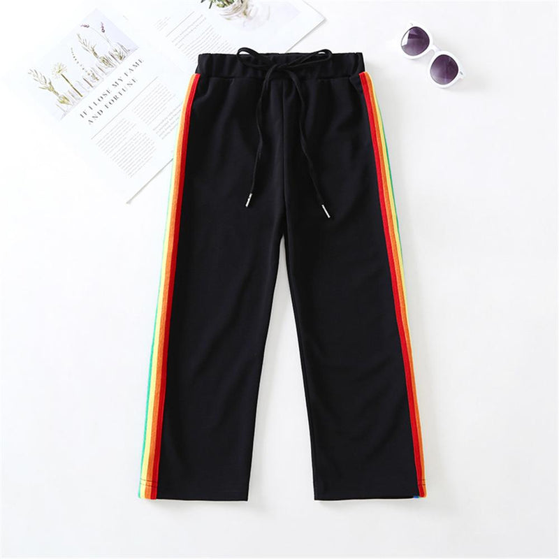 Girls Striped Strappy Casual Sport Pants Girl Boutique Clothing Wholesale - PrettyKid