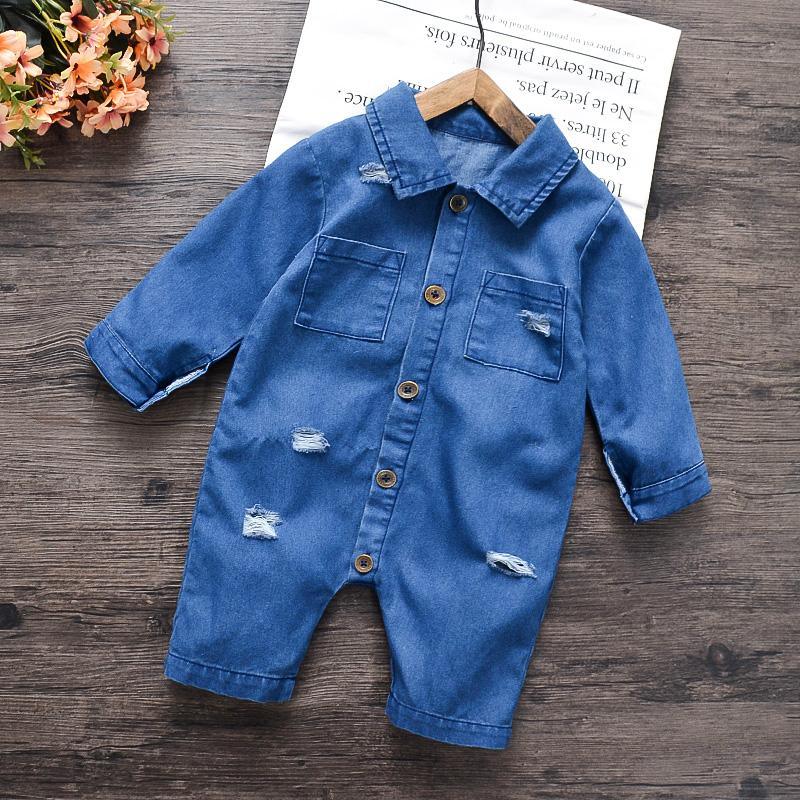 Solid Denim Jumpsuit for Baby - PrettyKid