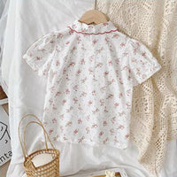 Toddler Girl Floral Pattern Summer Shirt Wholesale Children's Clothing - PrettyKid