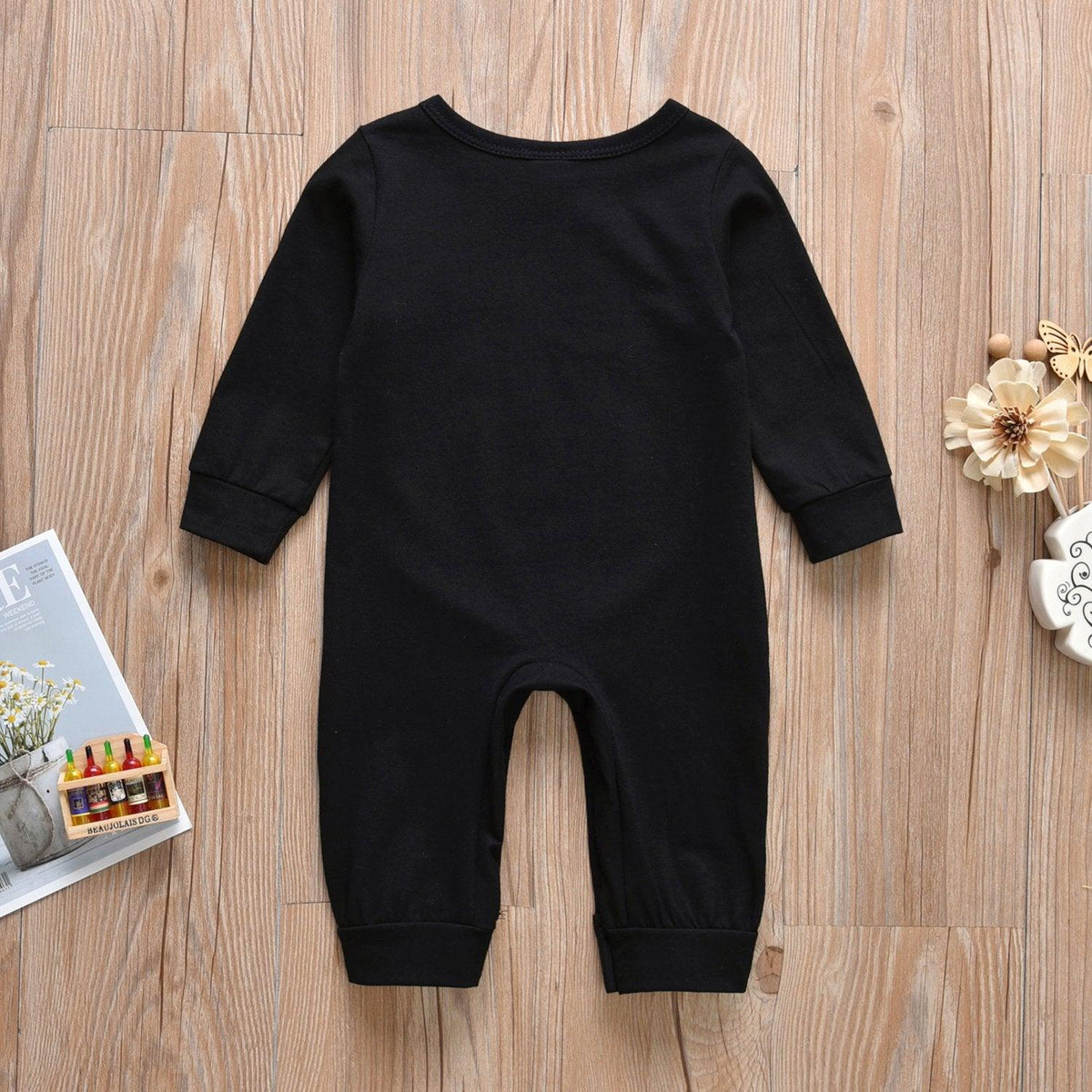 Cute Bottle Printed Black Long Sleeve Jumpsuit for Baby Wholesale children's clothing - PrettyKid