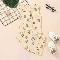 Baby Boy Cloud & Rainbow Print Tank Top And Shorts Baby Outfit Sets - PrettyKid