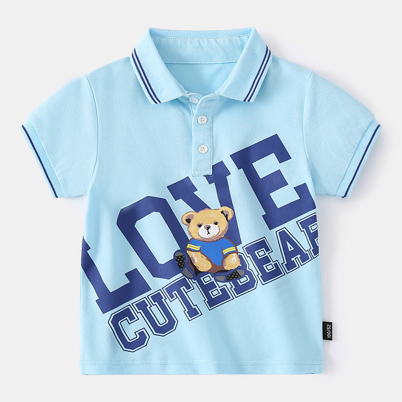 18M-7Y Polo Boys Shirts Short Sleeve Cartoon Lapel Colorblock Wholesale Toddler Boy Clothes - PrettyKid