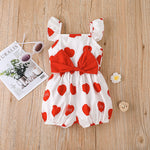 3-24months Baby Onesies 2022 Summer Baby Red Love Bow Baby Clothes Romper - PrettyKid