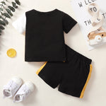 3-24M Short Sets For Boys Colorblock Letter Print Short Sleeve Casual Wholesale Baby Clothes In Bulk - PrettyKid