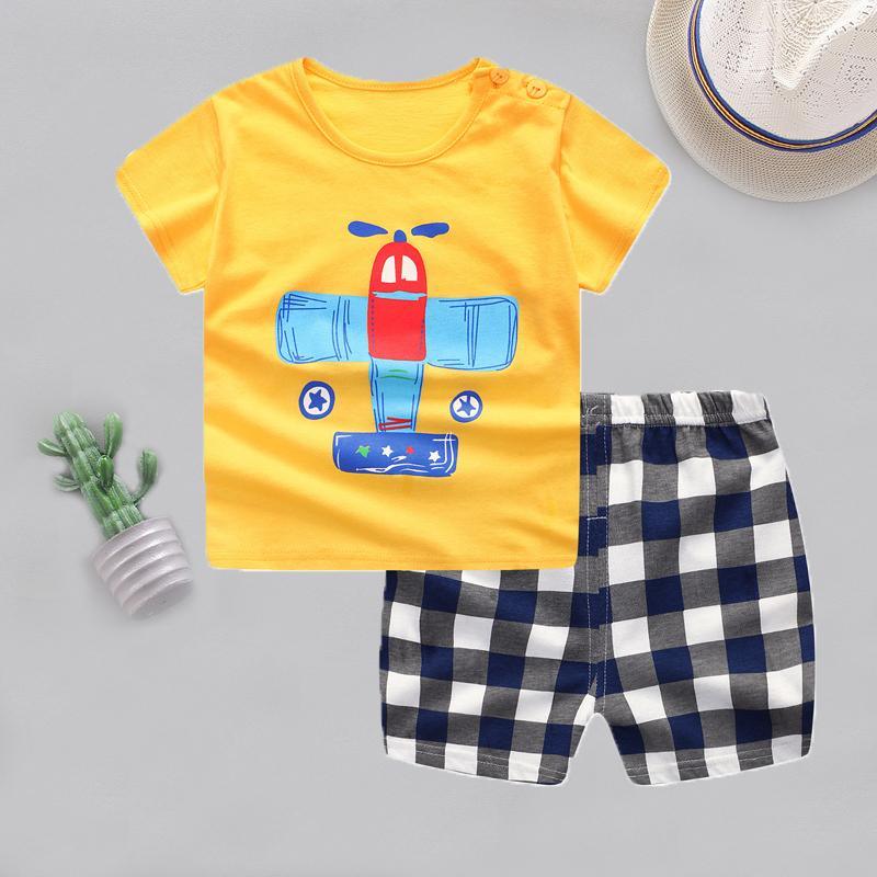 2-piece Cartoon Design T-shirt & Shorts for Children Boy - PrettyKid