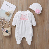 2-Piece Long-Sleeve Embroidered Jumpsuit and Hat Children's clothing wholesale - PrettyKid