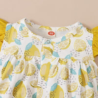 Baby Girl Lemon Pattern Jumpsuit - PrettyKid