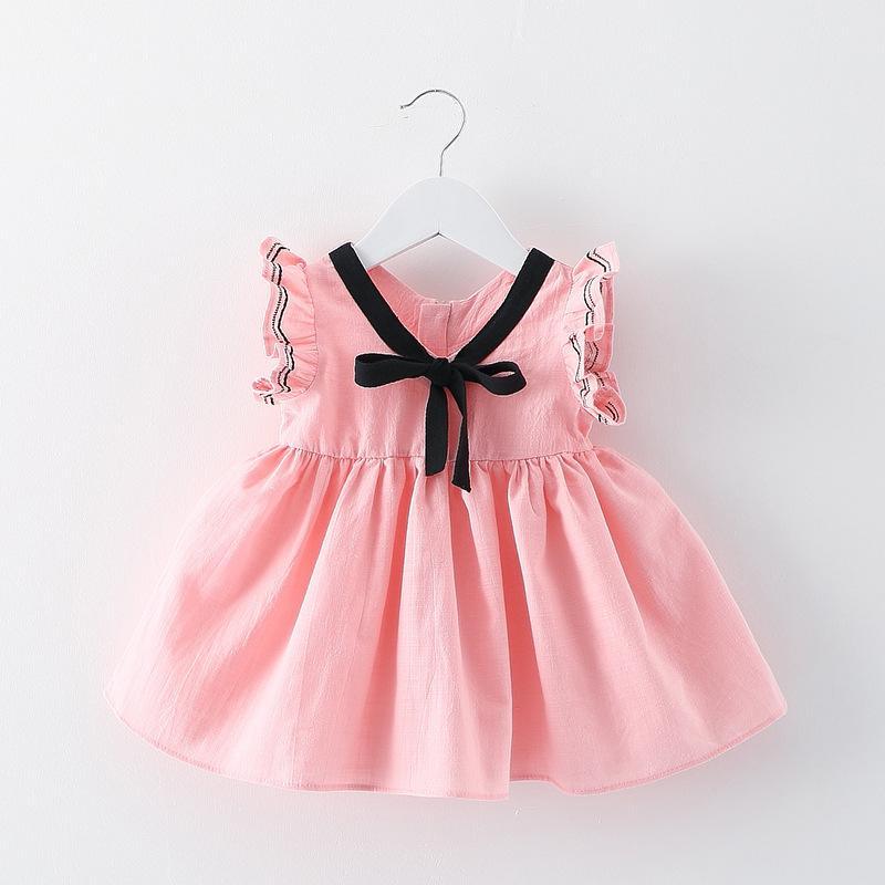 Baby Girls Preppy Style Solid Color Princess Dress - PrettyKid