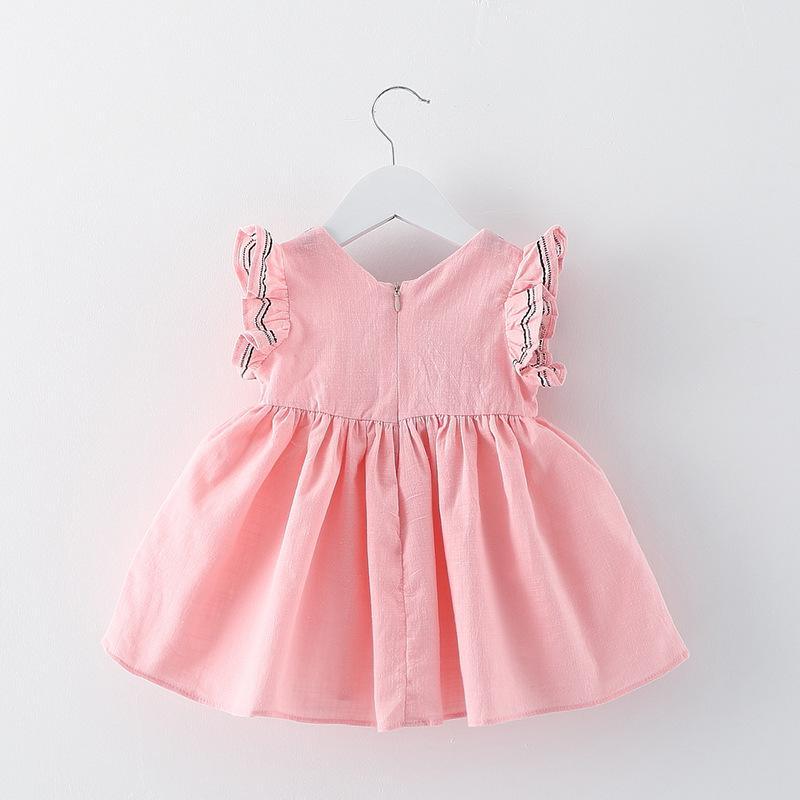 Baby Girls Preppy Style Solid Color Princess Dress - PrettyKid