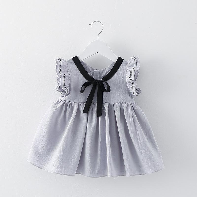 Baby Girls Preppy Style Solid Color Princess Dress - PrettyKid