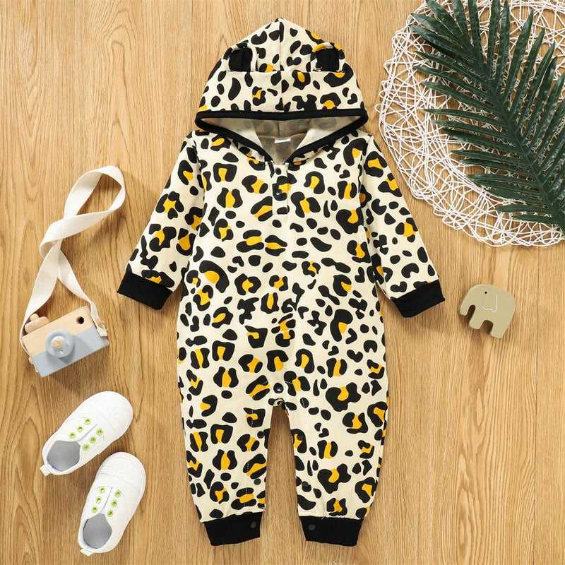 Baby Boys' Leopard Hooded Long Sleeve Jumpsuit - PrettyKid