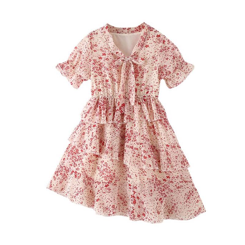 Floral Printed Layered Dress for Girl - PrettyKid