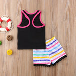 2-piece Letter Pattern Vest & Shorts for Toddler Girl - PrettyKid