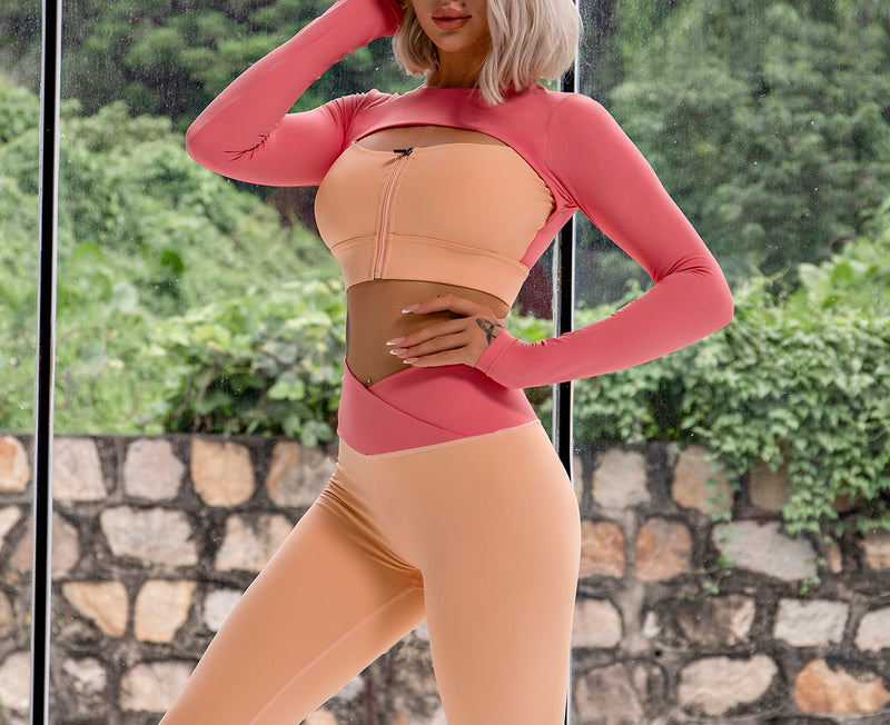 Women Long-sleeved Long Pants Sports Suit Outdoor Cycling Running Fitness Yoga Suit - PrettyKid