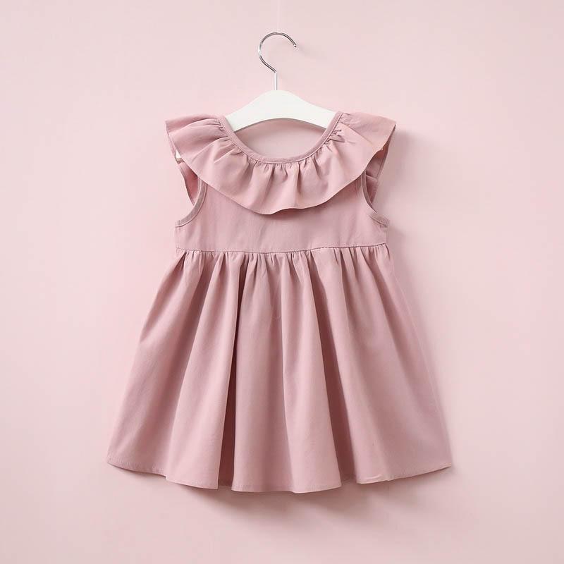 Solid Bow Decor Ruffle Pleated Dress for Toddler Girl - PrettyKid