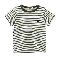 Grow Boy Sailboat Pattern Striped T-shirt - PrettyKid