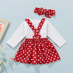 Baby Girls Valentine's Day Heart Bodysuit Dot Suspender Skirts Headband Wholesale Toddler Clothing - PrettyKid