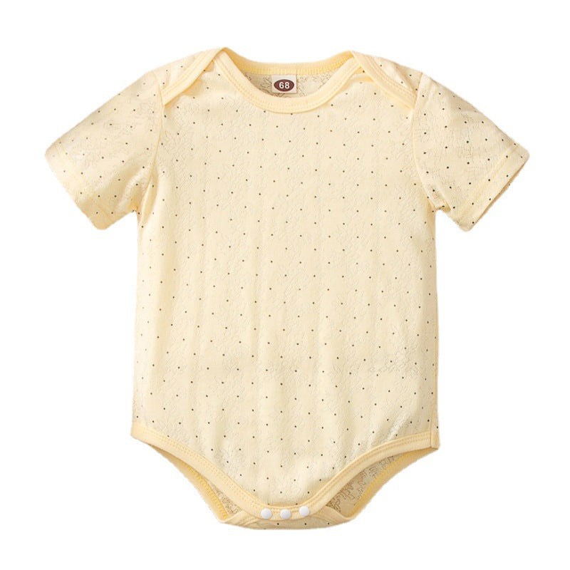 Boys And Girls Short Sleeve Dot Hollow Bodysuit Wholesale Baby Onesies - PrettyKid