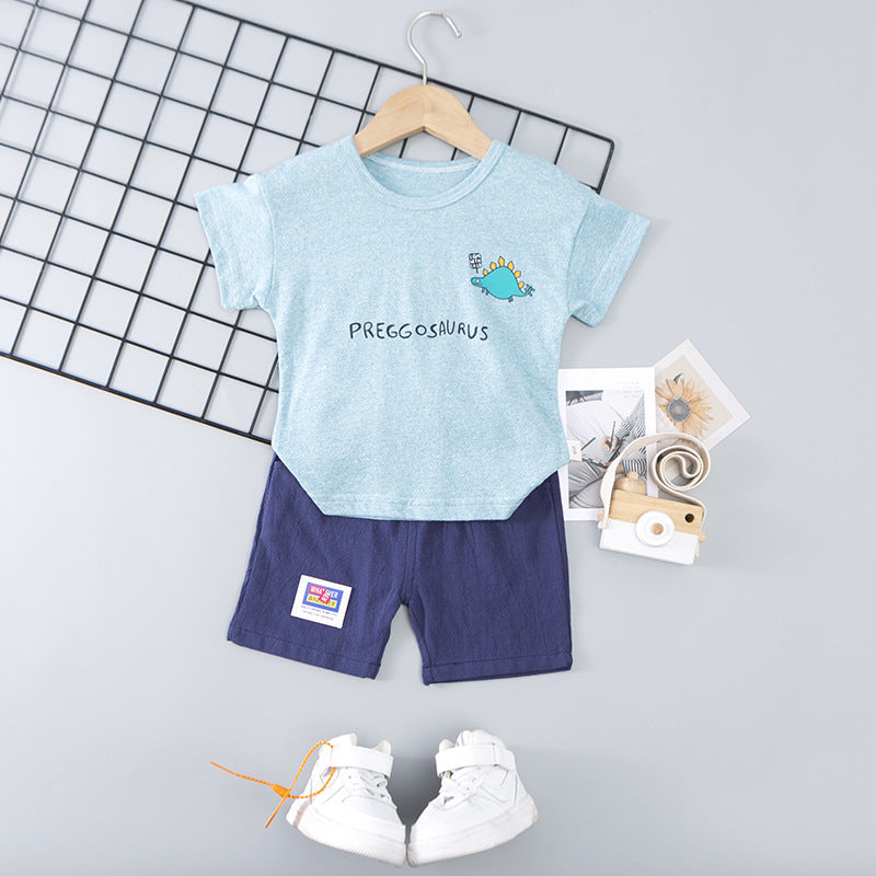 Baby Boy Alphabet & Dinosaur T-Shirt And Shorts Baby Boy Tracksuit Set - PrettyKid