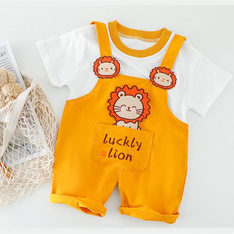 Toddler Boy T-shirt & Lion Overalls - PrettyKid