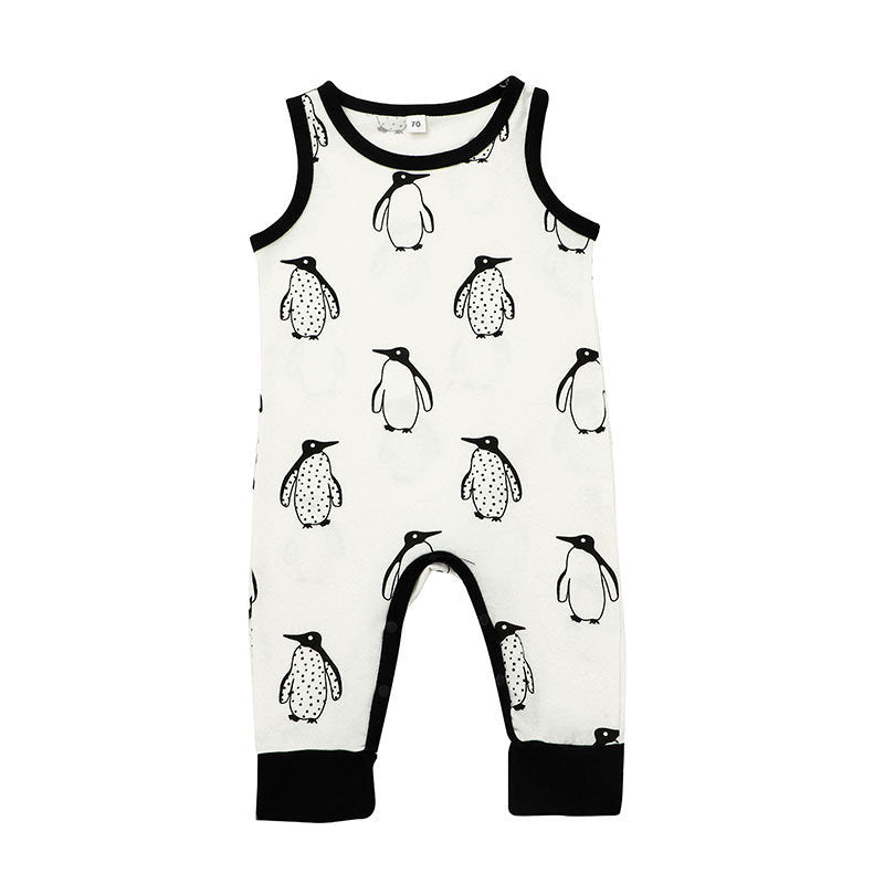 Baby Boy Sleeveless Panda Print Bodysuit Baby Boy Romper Jumpsuit - PrettyKid