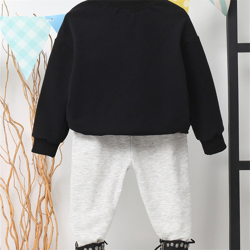 Crocodile Pattern Sweater And Gray Toddler Sweatpants Set 2 Piece - PrettyKid